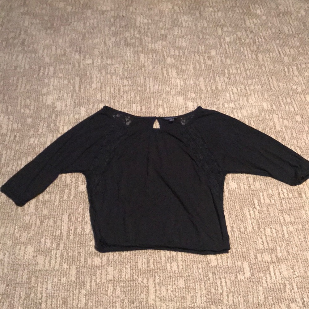 American Eagle black 3/4 sleeve blouse